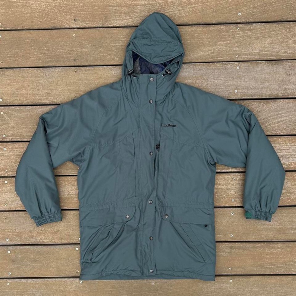 Vintage Green LL Bean 3 in 1 Ski Jacket w/ Blue/Grey Reversible Jacket Lining
